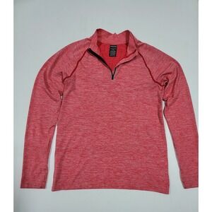 PINK Quarter Zip Pullover Athletic Top Long‎ Sleeve Red Heathered